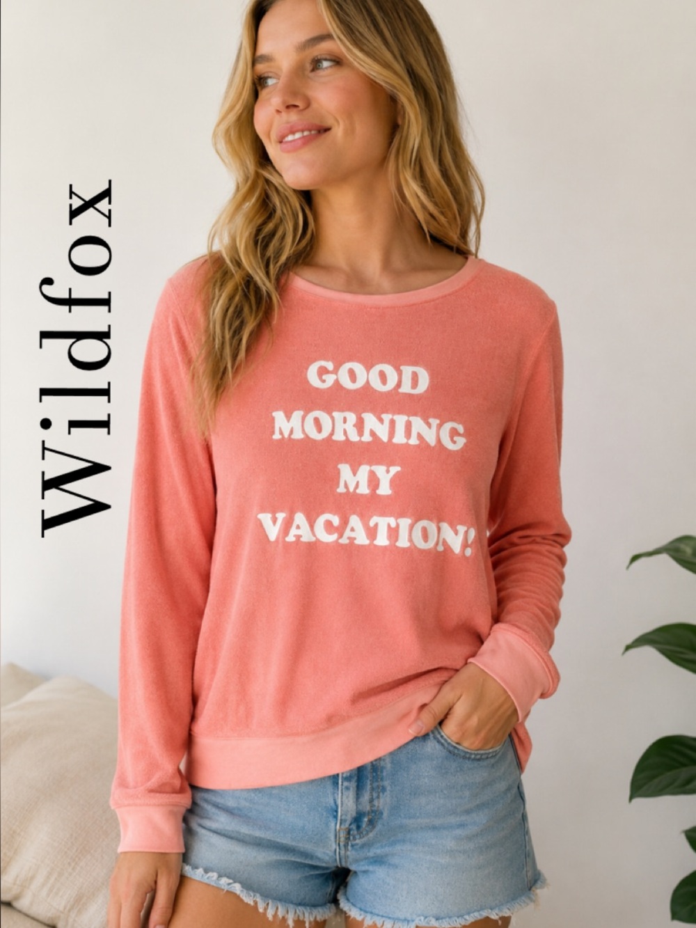 WILDFOX Good Morning My Vacation Baggy Beach Jumper in Peachy Orange Size Small
